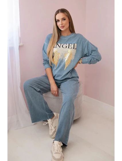 Bavlněný komplet Angel teplákové + kalhoty džínovina Bavlněný komplet Angel teplákové + kalhoty džínovina