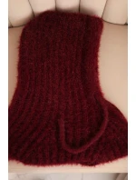 Dámská čepice s kapucí a jemným vzorem se šňůrkami bordový