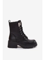 Dámské workery kotníkové boty na klínku zateplené s F černé model 21707452 - Boto Dámské workery kotníkové boty na klínku zateplené s F černé model 21707452 - Boto