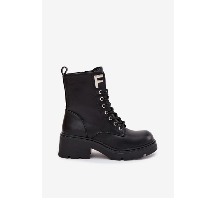 Dámské workery kotníkové boty na klínku zateplené s F černé model 21707452 - Boto Dámské workery kotníkové boty na klínku zateplené s F černé model 21707452 - Boto