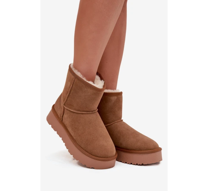 Dámské sněhule z přírodního semiše na platformě Camel model 21709740 - Boto Dámské sněhule z přírodního semiše na platformě Camel model 21709740 - Boto