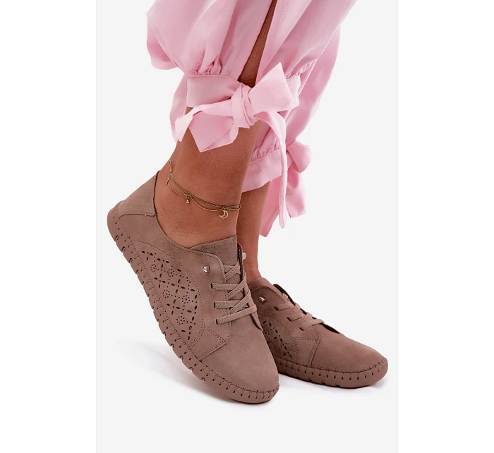 semišové polobotky tmavě béžové model 22123254 - Boto