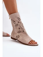 Zazoo dámské semišové sandály se svrškem na zip, béžová Zazoo dámské semišové sandály se svrškem na zip, béžová