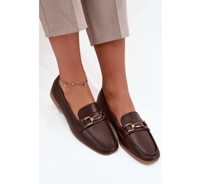 Dámské loafers polobotky s ozdobou Priscelle – hnědé