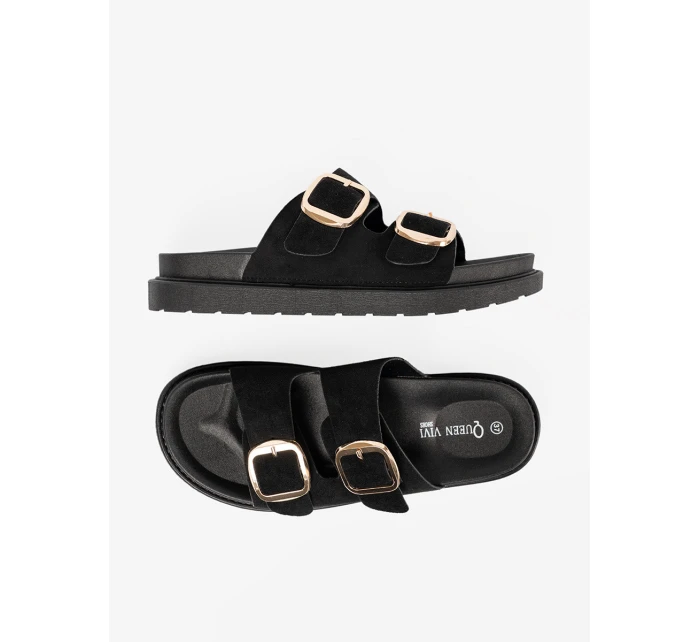 Komfortní dámské  nazouváky černé platforma