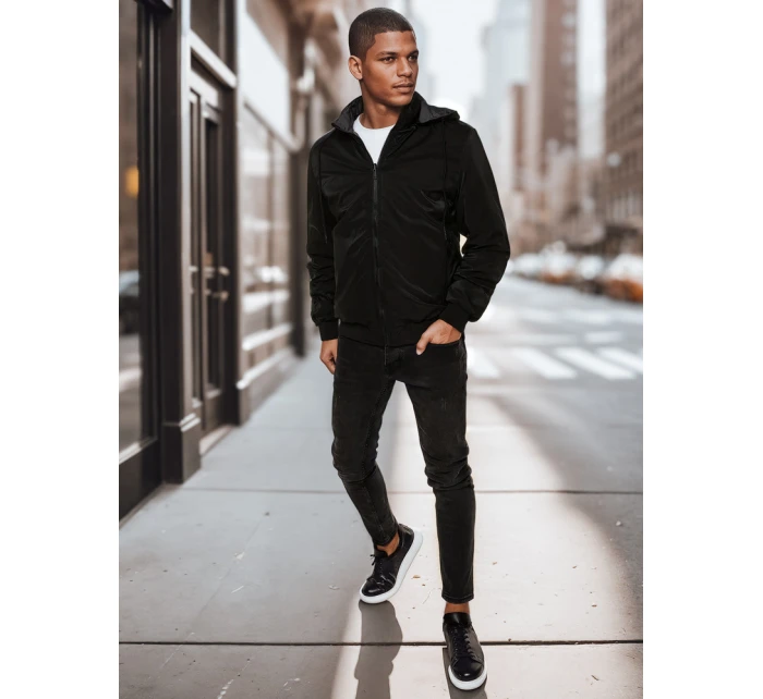 Pánská oboustranná bunda s kapucí černá FashionStreet TX4951 Pánská oboustranná bunda s kapucí černá FashionStreet TX4951