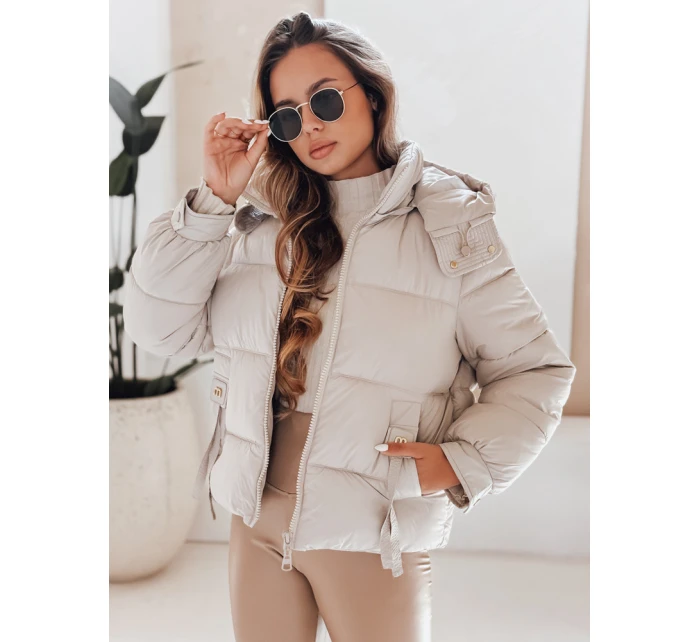 Dámská prošívaná bunda s kapucí béžová FashionStreet TY5066