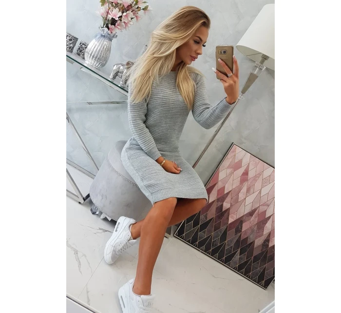 Svetr Pruhované šaty šedé