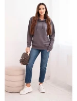 Dámská mikina s kapucí a z bavlny grafitová model 21494981 - K-Fashion