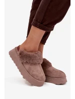 Dámské sněhule na platformě s kožešinou a výšivkou tmavě béžové Querina Dámské sněhule na platformě s kožešinou a výšivkou tmavě béžové Querina