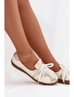 Kožené dámské polobotky typu barefoot Zazoo N1341 bílozlaté