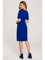 S317 Pouzdrové šaty s dvojitým předním dílem - královská modř