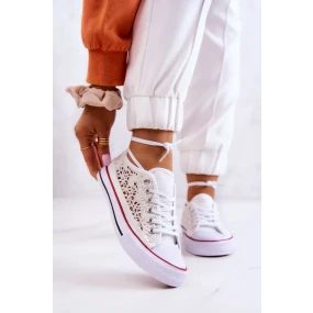 Dámské látkové tenisky s prolamováním Bíle Venture