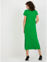 Zelené midi šaty s rozparky od Liliane