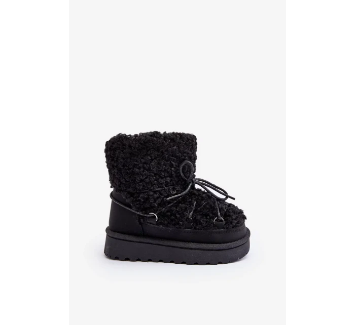 Teplé dětské sněhule, šněrovaná černá, Asija Teplé dětské sněhule, šněrovaná černá, Asija