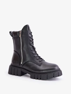 Zateplené Dámské Workery Boty z Eko Kůže Big Star Černé