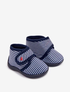 Dětské bačkory na suchý zip s proužky – tmavě modré Lavelle