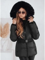 Dámská zimní prošívaná bunda s kapucí černá model 21990766 - Dstreet Dámská zimní prošívaná bunda s kapucí černá model 21990766 - Dstreet