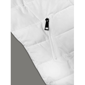 Bílá prošívaná dámská zimní bunda s kapucí LHD (2M-057)