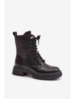 Ekokožené Boty Worker Dámské S Připínáky Černé Rianael Ekokožené Boty Worker Dámské S Připínáky Černé Rianael