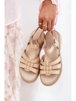 Eko Kožené Sandály Dámské Na Platformě Béžové model 21688326 - Boto Eko Kožené Sandály Dámské Na Platformě Béžové model 21688326 - Boto