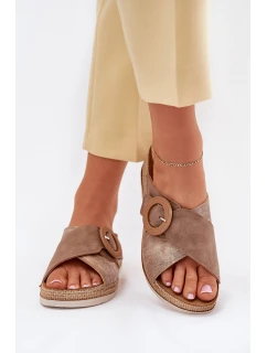 Dámské Klapky Na Platformě S Ozdobnou Přezkou Hnědé Inblu RV000012