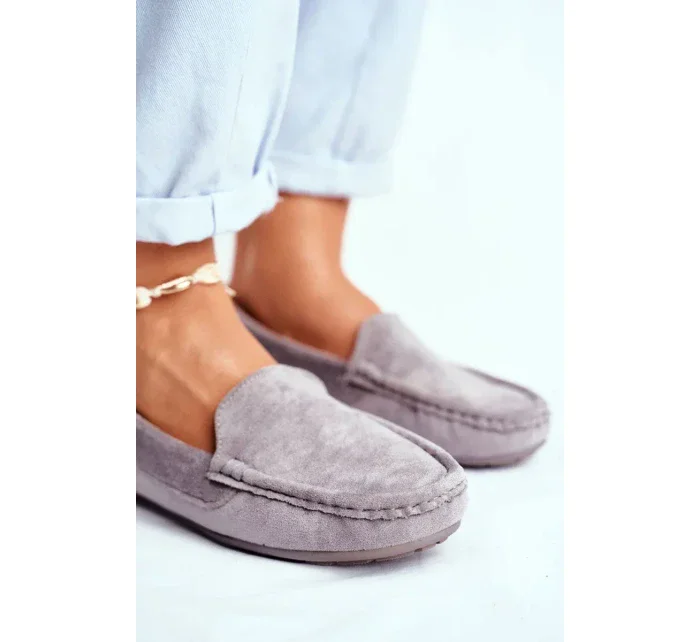 Dámské Semišové Mokasíny Šedé Morreno