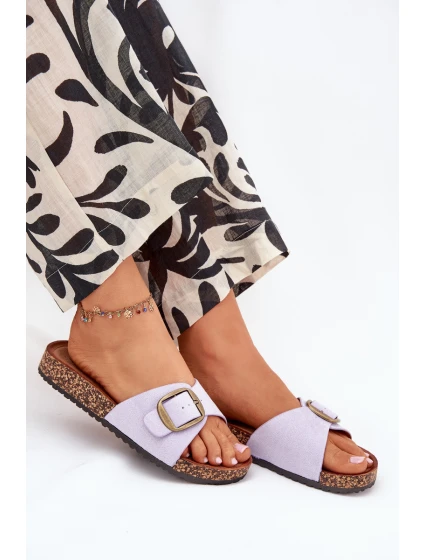 Dámské pantofle s přezkou na korkové platformě – lila Zavira Dámské pantofle s přezkou na korkové platformě – lila Zavira