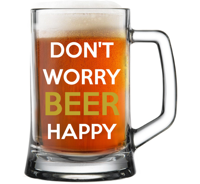 DON'T WORRY BEER HAPPY - pivní sklenice 0,5 l