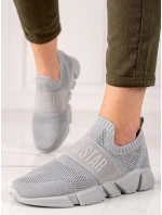 Trendy šedo-stříbrné dámské  tenisky bez podpatku