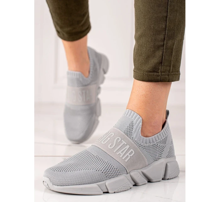 Trendy šedo-stříbrné dámské  tenisky bez podpatku