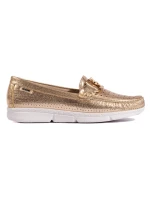 Klasické  mokasíny zlaté dámské bez podpatku