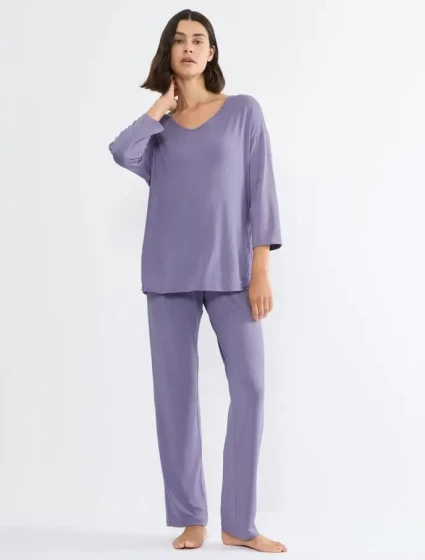 Dámské pyžamo Timeless Sensuality PK 3/4 Sleeves - PURPLE - fialové 3595 - TRIUMPH Dámské pyžamo Timeless Sensuality PK 3/4 Sleeves - PURPLE - fialové 3595 - TRIUMPH