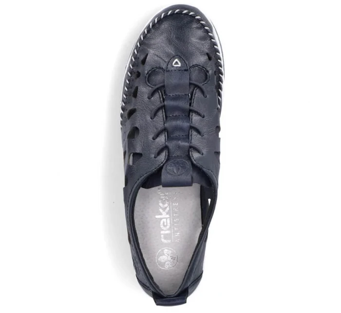 Rieker W RKR652 námořnicky modrá kožená polobotka s prolamovanou podrážkou Rieker W RKR652 námořnicky modrá kožená polobotka s prolamovanou podrážkou