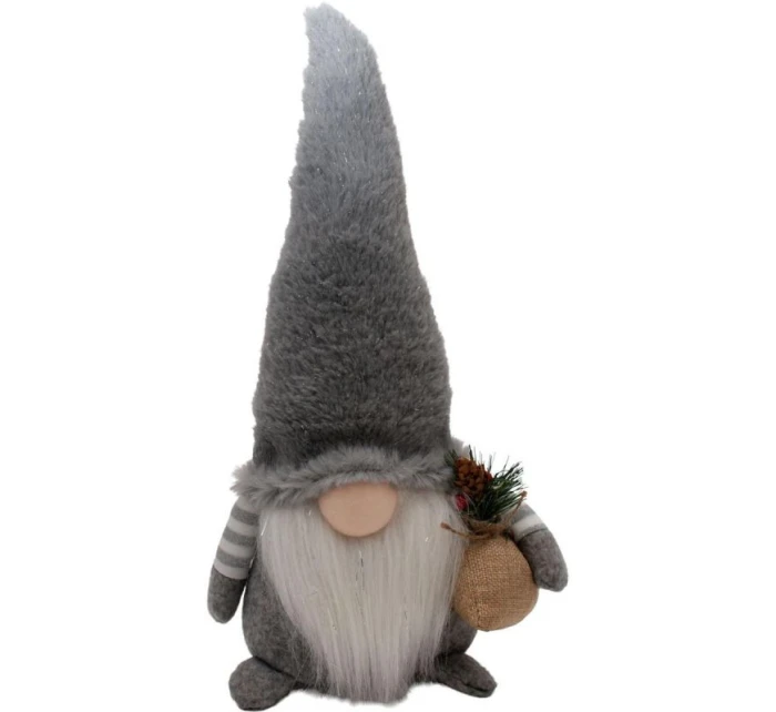 DEKORATIVNÍ PLYŠOVÝ TRPASLÍK LED 38CM ŠEDÝ