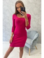 Šaty s výstřihem na knoflíky fuchsiové Šaty s výstřihem na knoflíky fuchsiové
