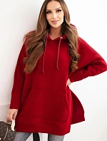 Bunda s rozparky na bocích vínová