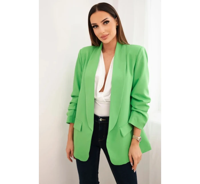 Sako s klopami elegantní zelená neon Sako s klopami elegantní zelená neon