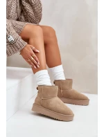 Dámské semišové sněhule na platformě nad kotníkem béžové Rianaella Dámské semišové sněhule na platformě nad kotníkem béžové Rianaella
