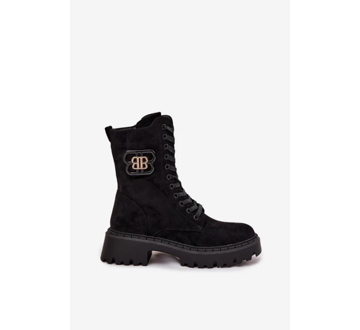 Dámské zateplené workery s ozdobným prvkem Kalindra – černé Dámské zateplené workery s ozdobným prvkem Kalindra – černé