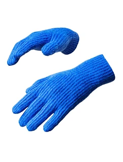 Pletené rukavice na telefon s výřezem na prsty - modré