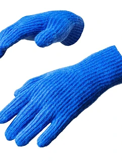 Pletené rukavice na telefon s výřezem na prsty - modré