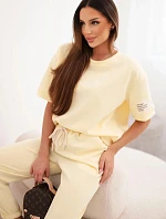 Dámský komplet z viskózy máslíčko s krátkým rukávem a kalhotami žlutý