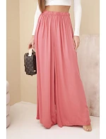 Dámské viskózové široké kalhoty s gumou v pase malinové Dámské viskózové široké kalhoty s gumou v pase malinové