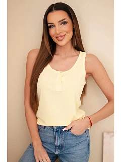 Dámská žebrovaná halenka na ramínkách s knoflíkem žlutá
