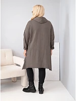 Dámská bavlněná mikina Plus Size s kapucí a pletenou vsadkou fango Dámská bavlněná mikina Plus Size s kapucí a pletenou vsadkou fango