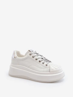 Dámské kožené tenisky na platformě model 21650215 Bílé - Goe