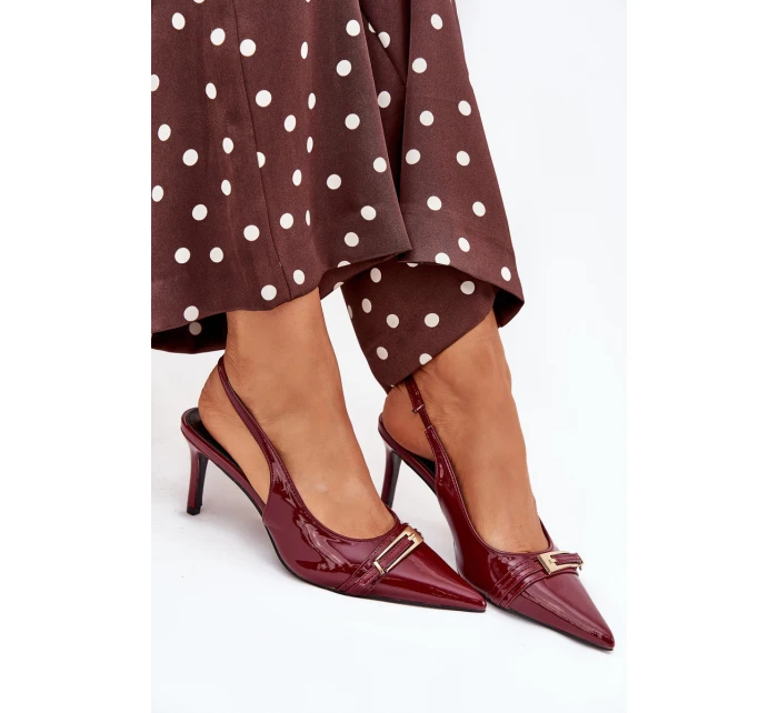 Lodičky Na Jehlovém Podpatku Se Zlatou Bordové model 21704634 - Boto