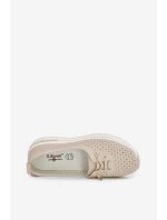 Kožené Ažurové Dámské Polobotky model 22013917 Béžové - S.Barski Kožené Ažurové Dámské Polobotky model 22013917 Béžové - S.Barski