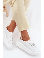 Kožené dámské tenisky na platformě s přezkou Vinceza 39973 Bílé Kožené dámské tenisky na platformě s přezkou Vinceza 39973 Bílé
